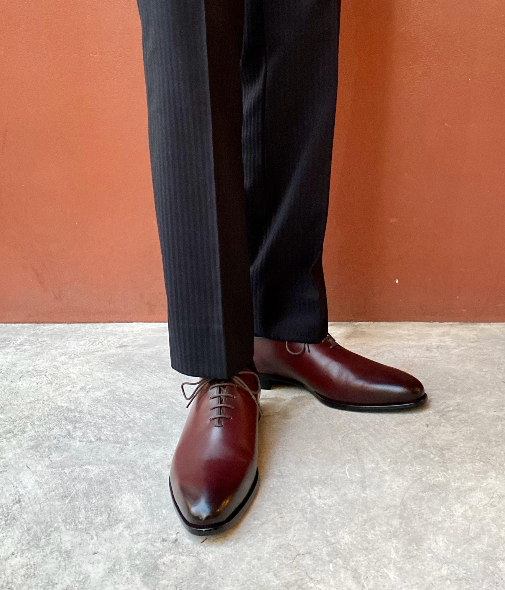 バーガンディ レザー シューズ